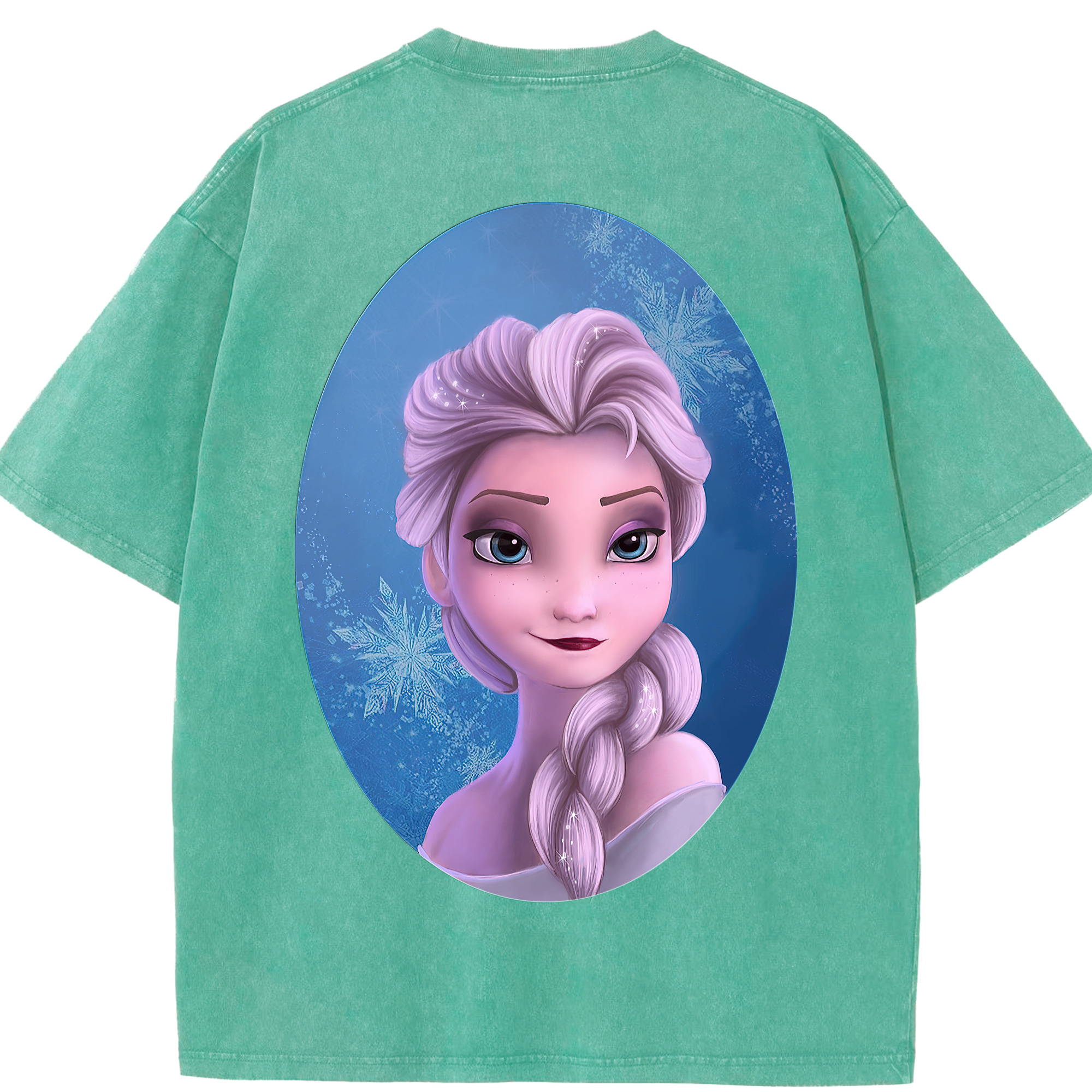 （画像用） アナと雪の女王 アンナ エルサ Frozen Anna Elsa 綿100% ヴィンテージ風 半袖Tシャツ（背面プリント）